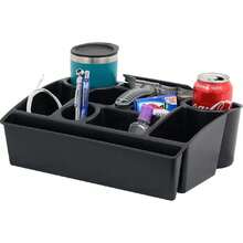 Organizador de asiento de vehículo con asa de transporte, 2 portavasos grandes, 10 compartimentos, almacenamiento adicional oculto, se adapta a la mayoría de vehículos, fabricado en Estados,37628540 - A - Ver 1
