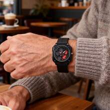1PC 原装旋转男士手表，黑色时尚硅胶表带，运动男士腕表，3巴石英机芯，顶级男士手表 - 均碼 - 查看 4