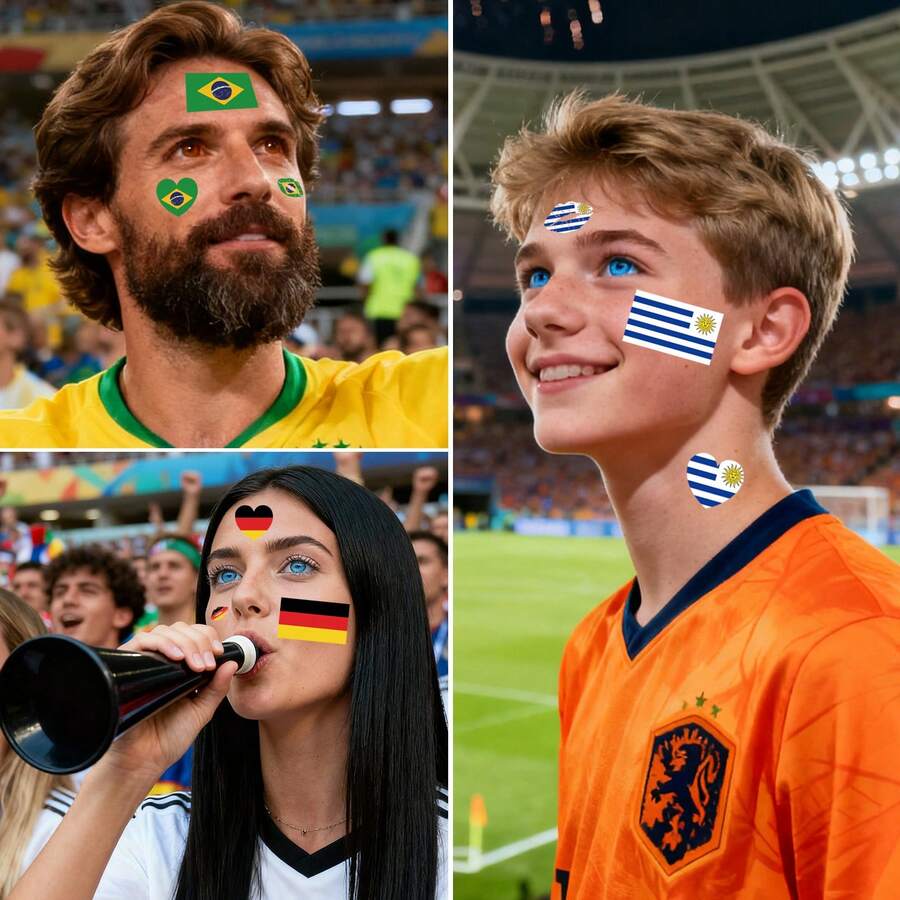 2026 World Cup Football Sticker Pack Includes Cheering Stickers For France And Other Countries, New Sports Decoration Stickers, Face Stickers, And Stickers For Phones, Tablets, And Skateboards, Essential For Fans - Multicolor - View 1