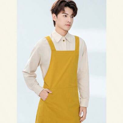 1pc Waterproof And Oil-Resistant Apron With Large Pocket, Polyester Anti-Stain Kitchen Apron, Criss-Cross Strap Design, Waterproof And Splash-Proof, Wider Strap, Suitable For Cooking, Household, Restaurant, Craft, Garden, BBQ, School, Cafe, Casual And Elegant, Suitable For Holiday Gifts (Ginger Color)