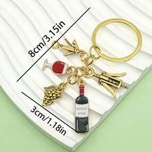 1 葡萄酒开瓶器、葡萄酒瓶起子、葡萄吊坠、钥匙扣、个性化创意钥匙扣、独特手机链、汽车钥匙扣、音乐节爱好者礼物、爱人礼物、汽车吊坠、背包吊坠、手提包吊坠，适合返校季礼物。 - 金色 - 查看 6