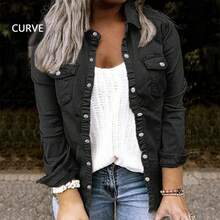 Áo sơ mi denim dài tay dáng rộng màu đen cỡ lớn dành cho nữ - Áo kiểu dáng thường ngày ôm sát, đa năng, phù hợp cho đi làm hàng ngày và phong cách đường phố. - màu đen - Xem 3