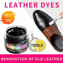 Leather Dye Color Changing Kit, Leather Recoloring Paint, Includes Coloring Tools, 30g/1.06oz Leather Coloring Paste, Black And Brown Dye For Leather Shoes, Suitable For Leather Shoes, Boots, Bags, Sofas