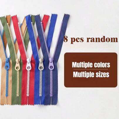 8 piezas de Cremalleras cerradas de resina #5, colores aleatorios, adecuadas para bolsillos DIY, bolsas, estuches de lápices, ropa, pantalones
