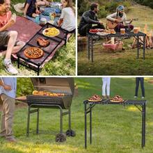 Anbte Mesa pble de camping con 3 uras ajustab mesa pble de aluminio 88 x 40  mesa de equaje con rejilla de ml mesa de mesa ligera y portátil mesa de jardín mesa de cerveza - como en la foto - Ver 7