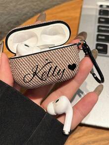 [Customized]Personalized Initials Letters Customize Fabric Pattern Earphone Case Earphone DIY Case Compatible With 1 2 3 4 Pro 2 Pro 3 Luxury Cover Perfect Gift For Birthday Present, Christmas Gift, Halloween Gift