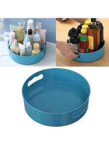 多功能旋转托盘厨房收纳架化妆品收纳架防滑储物托盘 - 彩色 - 查看 8