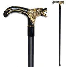 de caminar para hombres y mujeres y personas mayores, 36.5 pulgadas, resistente capacidad de ms de 500 libras, mango ergonmico de lobo, diseo decorativo y adornado, arte gtico y - negrodorado - Ver 1