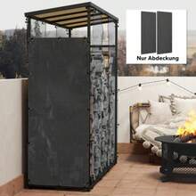 Set Of 2 Firewood Rack Covers, 148 X 62 Cm, Waterproof 600D Oxford Fabric, UV Protection, Firewood Storage Cover, For Firewood Racks Measuring 62-66W X 185H Cm, Black