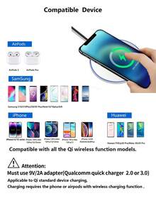 10W铝合金无线充电器，带呼吸灯，兼容支持无线充电的耳机、手机，X/11/12/13/14/15/16/17系列