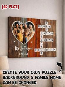 Catygift Customized Family Crossword Canvas Art, Personalized Family Gift, Family Theme Wall Decor, Customized Photo Crossword Canvas Art, Unique Gift For Parents, Grandparents On Anniversary, Birthday - As Shown - View 11