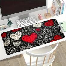 Large Heart-Shaped Mouse Pad & Desk Mat, With Non-Slip Rubber Base, Red & Heart-Shaped Design, Swirl Pattern - Soft Fabric Surface, Smooth Gliding, Suitable For Gaming & Office, Durable Desk Mat, Suitable For PC, Laptop, Computer Accessories (Valentine's Day Gift Idea) - Nhiều màu - Xem 8