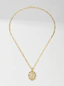 1pc Classic European Style Copper Inlaid Zirconia Rose Guadalupe Virgin Mary Pendant Necklace, Limited Edition, Suitable For Christmas, Thanksgiving, Halloween, Mother's Day, Valentine's Day, Gifts For Couples, Friends, Godparents, First Holy Communion, Daily Wear And Prayer - Yellow Gold - View 6