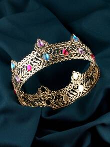 Corona dorada vintage estilo barroco, accesorio unisex para cumpleaños de adultos, boda, fiesta, actuación, novia, tiara, coronas, corona de disfraz, guirnalda para el cabello, corona de flores - 107T - Ver 6