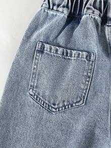 1pc Girls' Fashion Distressed Straight Leg Casual Jeans Pants - Light Wash - View 8