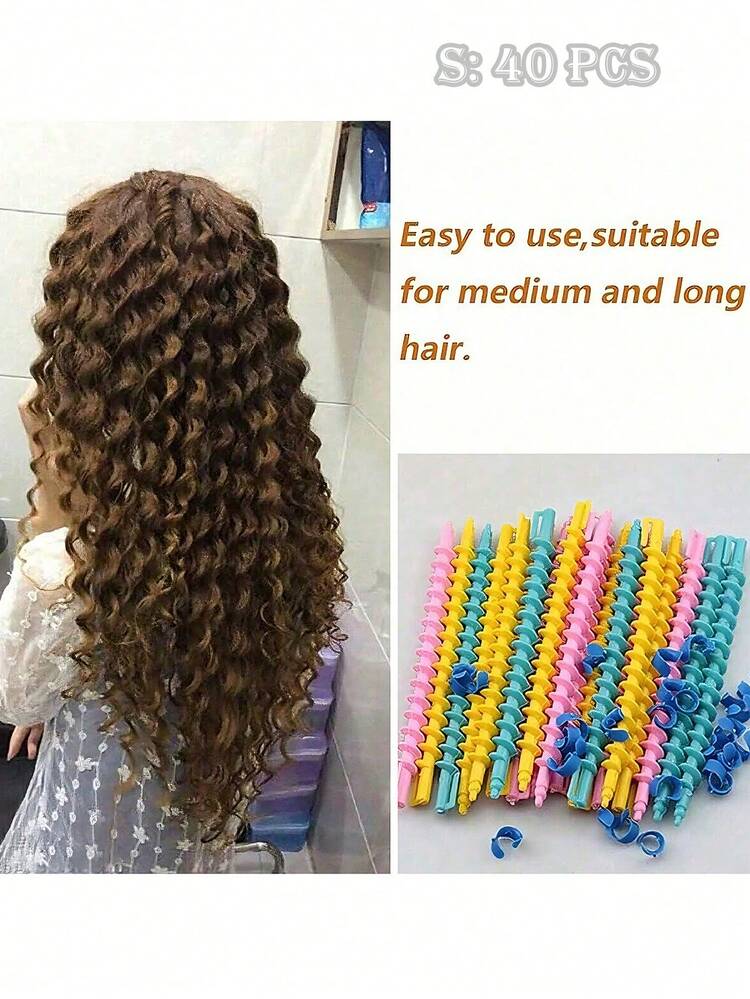 1包（约20个）卷发棒 螺旋烫发卷发器 DIY美发造型工具，无热螺旋卷发器 螺旋卷发造型卷发器配件 DIY美发造型工具 - 彩色 - 查看 12