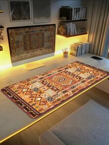 Game Mouse Pad Geometric Folk Style Design Large Table Pad Keyboard Pad Mouse Pad Non-Slip Rubber Base Waterproof Tape Sewing Edge Suitable For Game Office, Southwest Desert Carpet Style Printed Mouse Pad - Multicolor - View 3