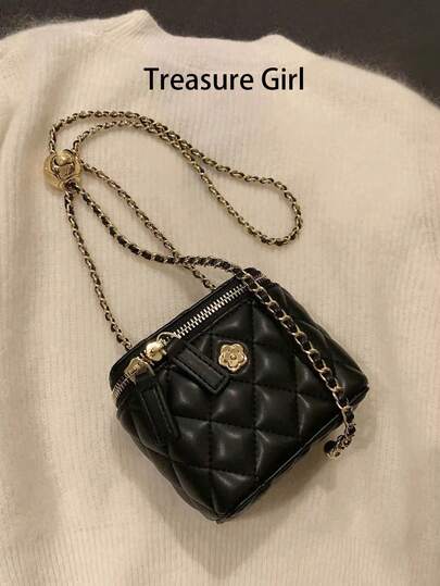 2026 New Secret Garden Camellia Rhombus Chain Box Bag, Women's Mini Shoulder Crossbody Bag For Summer
