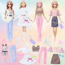 16 Pieces 11.5 Inch Doll Clothes Including 4 Sets Outfits And Dresses And 11 Pieces Accessories, Colorful Casual Style, Party Outfit, Doll Dress Up Game Toys Birthday Gift Christmas Stocking Stuffers(Doll Not Included) - Multicolor - View 9