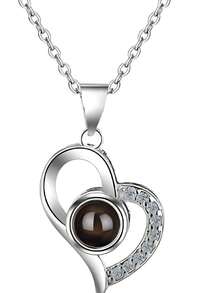 1件“我爱你”100种语言投影石项链，配玫瑰花礼盒，永生花单朵礼盒项链吊坠抽屉式礼盒，100种语言投影石项链，节日礼物，适合女性，母亲节礼物