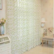 1pc Modern American Embroidered Green Leaf Sheer Curtain Panel, Artistic Fresh Style, High-End Quality, Grommet Top, Suitable For Living Room, Bedroom, Bay Window, Balcony, Study - Green - View 6