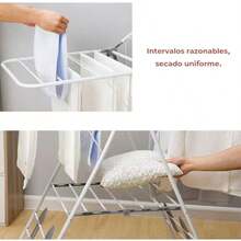 142 * 59 * 94  Tendedero Pble de Ropa con Alas Ajustab Tendedero Inter y Exter con Zapatero Secador de Ropa Ml Portátil Aorra Ecio para Balcón y ogar Apartamento - Blancoygris - Ver 3
