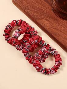 4 件装多功能夏季花卉印花多肉植物发圈，适合女性户外装饰发饰 - 彩色 - 查看 3