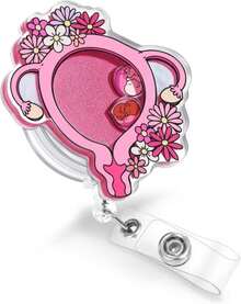Plifal Uterus Badge Reel Holder Clip - Labor And Delivery OBGYN Retractable ID Name Card Badge Reel With Charm Alligator Clip, Nurse Nursing Office Medical Worker Student Shaker Accessories Gifts - ColorCC - 查看 1