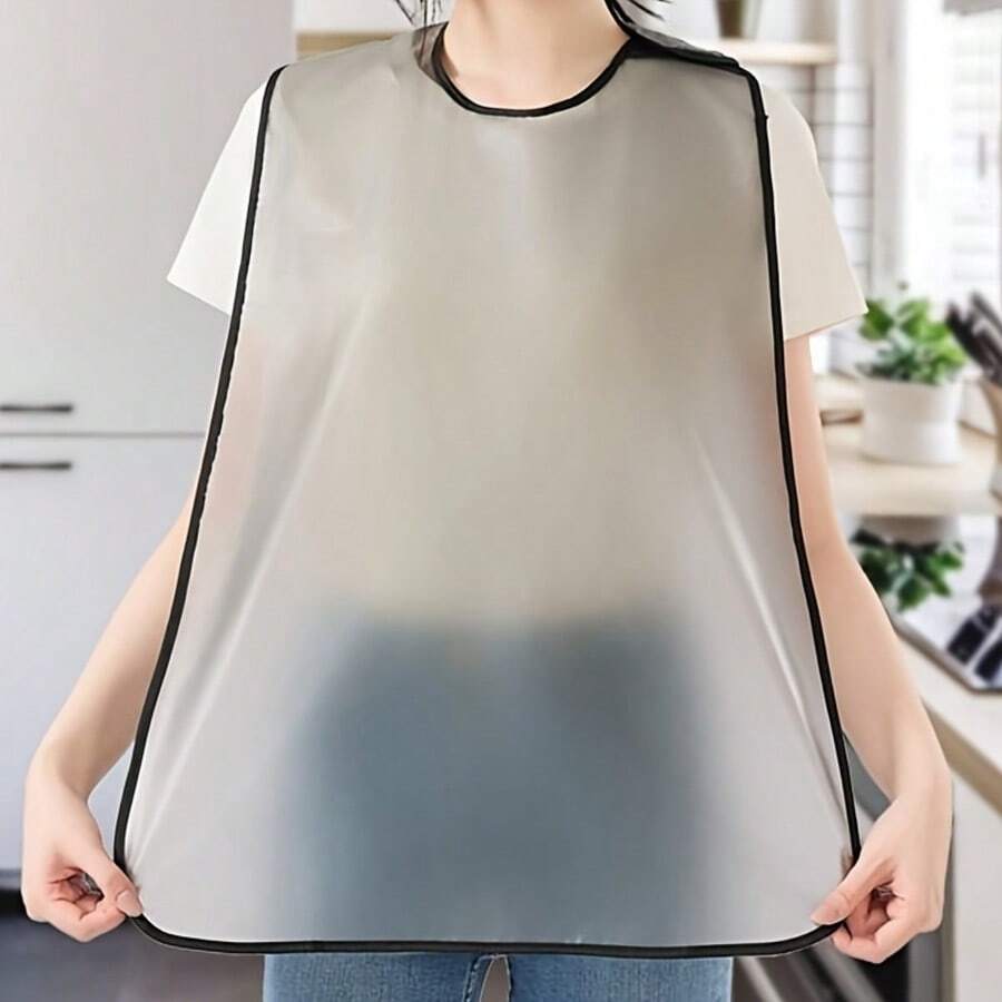 This Durable Adult Apron Is Washable, Sturdy, Stain-Resistant, And Reusable, Perfectly Complementing Your Outfit To Effectively Protect Your Clothes From Stains. Made Of Lightweight Waterproof PVC Material, It Is Easy To Wipe Clean And Resists Sauce, Grease, And Beverage Stains. The Elastic Neckline Fits Most Body Types, And The Reinforced Black Trim Enhances Durability. Suitable For Casual Dining, Travel, Or Use By The Elderly. - Multicolor - View 1