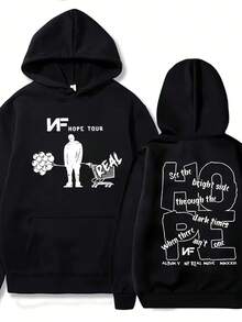1PC NF Hope Tour Graphic Men's Hoodie Album V NF Real Music MMXIII See The Bright Side Through The Dark Times - 黑色 - 查看 1