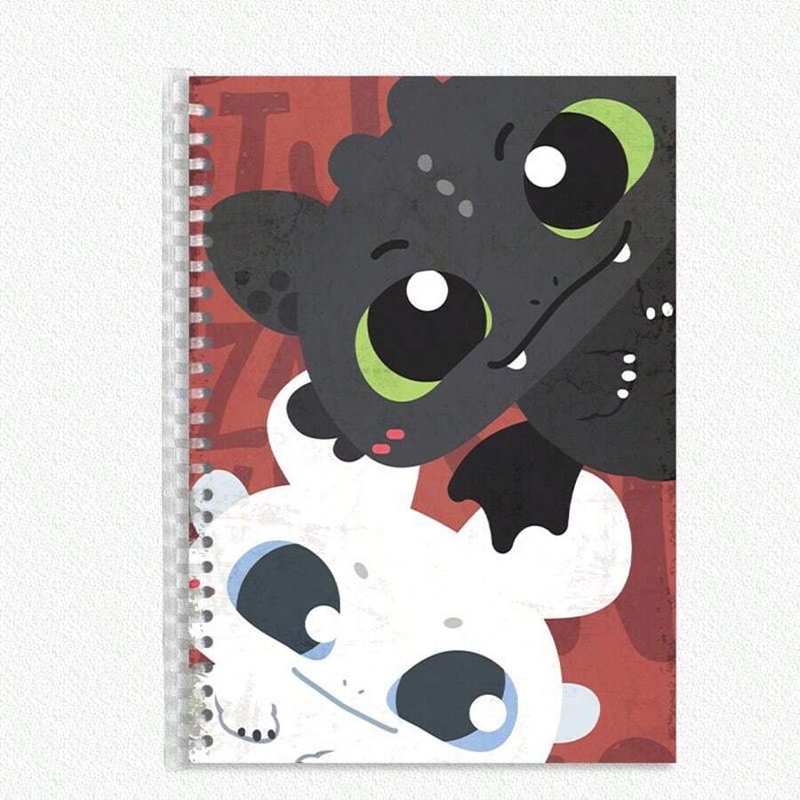 1pc Series Hard Cover Flip Notebook, A5 Notebook, B5 Micro-Dot Notebook, 8K Sketch Mesh Notebook, Cute & Fashionable Notebook, Night Light, Toothless Cute Notebook,