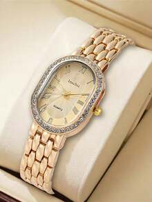 3件套不锈钢表带女士腕表，经典方形表盘，优雅百搭，镶嵌锆石石英机芯，适合日常佩戴、商务场合、聚会等各种场合。 - 彩色 - 查看 3