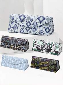 1pc Foldable Case, Casual Polyester Eyeglasses Box, Unisex Portable Design - Multicolor - View 7