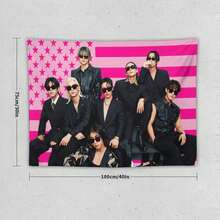 STRAY Members Magazine Pink America Flag , Skz KIDS-S Kpop Tapestry, Stray Tour 2025 Merch,Gift Ideas STAYS, Birthday Gift & Concert Merch ,Wall Hanging Aesthetic College Decor - White - View 2