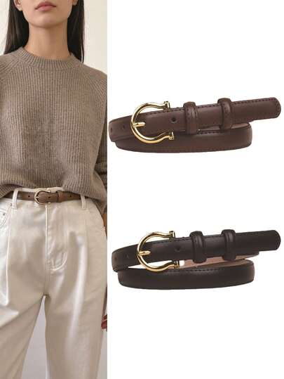 1/2 chiếc thắt lưng nhỏ kiểu mới, đơn giản và đa năng, thắt lưng mỏng, thắt lưng quần trang trí cao cấp màu đen, dành cho nữ sinh.