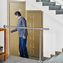 Stainless Steel Handrail, 80 To 200 Cm Long, Ideal For Stairs And Stairwells. Suitable For Indoor And Outdoor Use. Height: 90 Cm - 150x90cm - 查看 4