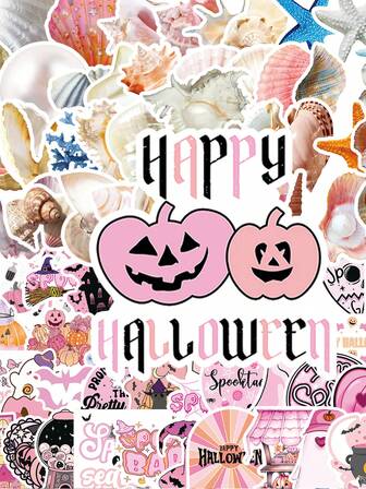50pcs Seashell Stickers, Pink Personalized DIY Decal, Water Bottle Stickers, Vinyl Waterproof Cute Aesthetic Stickers, Laptop Phone Skateboard Stickers For Teens Girls Kids