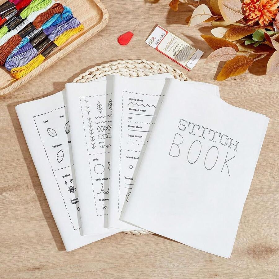 新品：DIY刺绣针法图案书，专为亚麻刺绣爱好者准备的针法样本册 - 多色 - 查看 1
