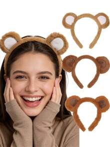 1pc Fashionable Cartoon Plush Bear Ear Headband Animal Ear Hair Hoop Headpiece - Multicolor - View 11