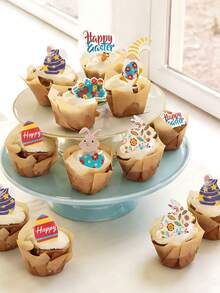 72pcs Easter Theme Cupcake Decorations, Including Rabbit Shaped Cake Toppers, Suitable For Easter Theme Baby Shower Birthday Party Cake Decorations, Rabbit Theme Party - Multicolor - View 6