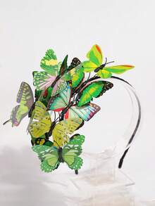 1件优雅蝴蝶头饰，波西米亚风新娘发饰，随机蝴蝶图案，适合拍照、T台走秀、舞台表演、万圣节派对装扮、新娘面纱头带、发箍、发圈 - 綠色 - 查看 7