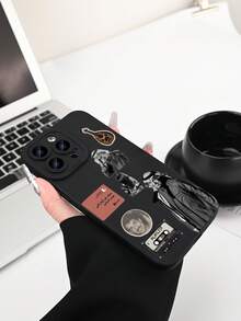 1个TPU材质中东文化元素音乐主题手机壳，时尚独特，采用歌手贴纸图案，摄像头边缘凸起设计，全面保护手机边缘。兼容 16/15/14/13/12/11 Pro Max、Galaxy S24/S23/S22/S21和A54/A53/A52/A34/A15系列。是送给朋友、家人、情侣的绝佳礼物，也适合生日、新年、节日、斋月、春季等场合。 - 黑色 - 查看 3