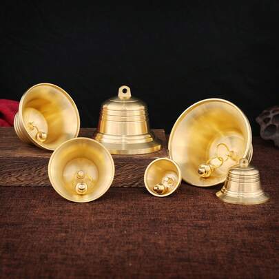 1pc Copper Feng Shui Bell, Good Luck Bell, Wealth, Peace, Fortune Decoration, Buddhist Supplies