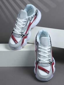 Zapatos deportivos para hombre, zapatos casuales para correr, zapatos para trotar, zapatos para caminar, zapatillas de moda de color degradado de caña baja, estilo callejero de tenis - ceniza blanca - Ver 3