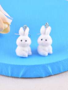 1 Pair Easter Bunny Plush Rabbit Animal Earrings, Party Jewelry Gift For Women - Easter Bunny - View 7