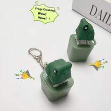 Croaking Frog Keychain, Replaceable Battery Croaking Frog Keychain, Fun Fidget Toy Keychain With Colored Lights And Sounds - Teal Blue - View 6