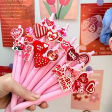 5/10支装创意简约可爱情人节心形按动圆珠笔，校园/学校主题返校系列，情人节礼物，生日礼物，随机款式 - 彩色 - 查看 2