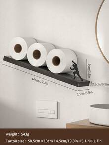 Toilet Paper Holders |Wall Mounted Tissue Roll Dispenser, Rustproof, Heavy Duty, Space-Saving, Easy Install, Self-Adhesive, Black For Bathroom, Kitchen, RV - Multicolor - View 12