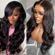 200% Density 34Inch 13x4 Body Wave Lace Front Wigs Blended Human Hair Pre Plucked 13x4 Frontal Wigs Human Hair HD Lace Body Wave Wig 100% Human Hair Wigs For Women Black Color - Natural & Black - View 7