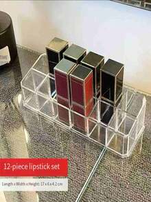 1pc Transparent Lipstick Storage Box, Stackable Fish-Shaped Lipstick Tower, Lip Gloss Organizer Rack, Suitable For Lipstick/Cosmetics Storage And Vanity Display - Transparent - View 7